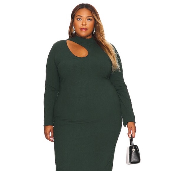 Remi x Revolve lori midi dress in forest green. - Picture 4 of 7